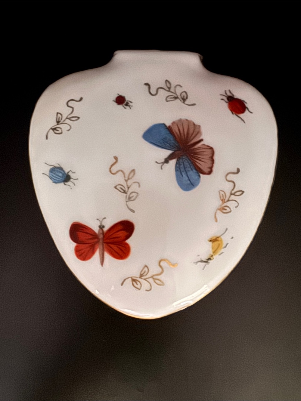 Vintage Ardalt Lenwile Japan Butterfly Ladybug Porcelain Trinket Jewelry Box